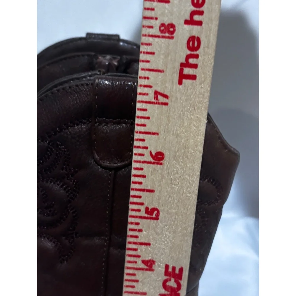 Cat & Jack Toddler Brown Faux Leather Western Cowboy Boots Sz 8 Side Zip boho